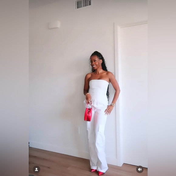 BLOGGER'S FAVE! Zara Strapless Cargo Jumpsuit White NWT - Picture 12 of 16
